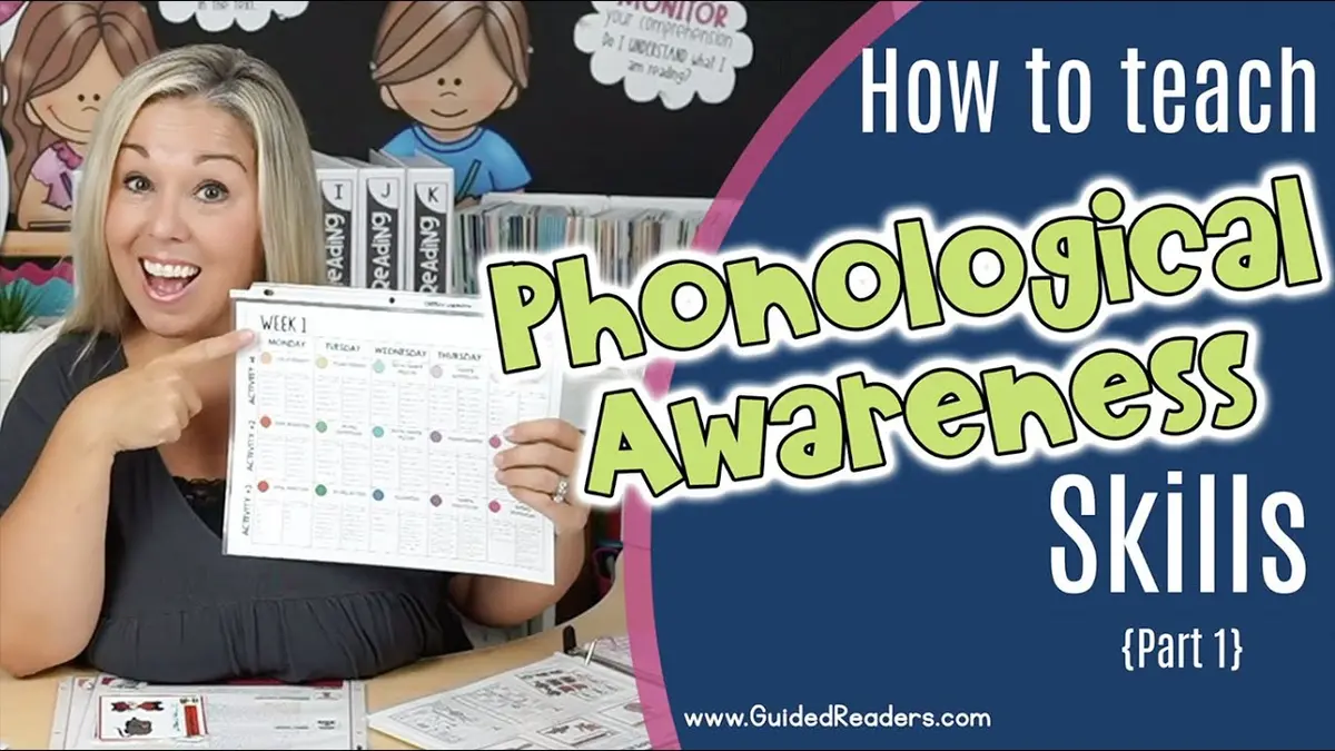 Video thumbnail showing Anna DiGilio presenting phonological awareness skills.